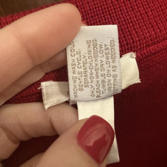 Chicos Women’s Cardigan Sweater Red Size 2 Large Heavy Large Buttons 3/4‎ Sleeve - Picture 6 of 8